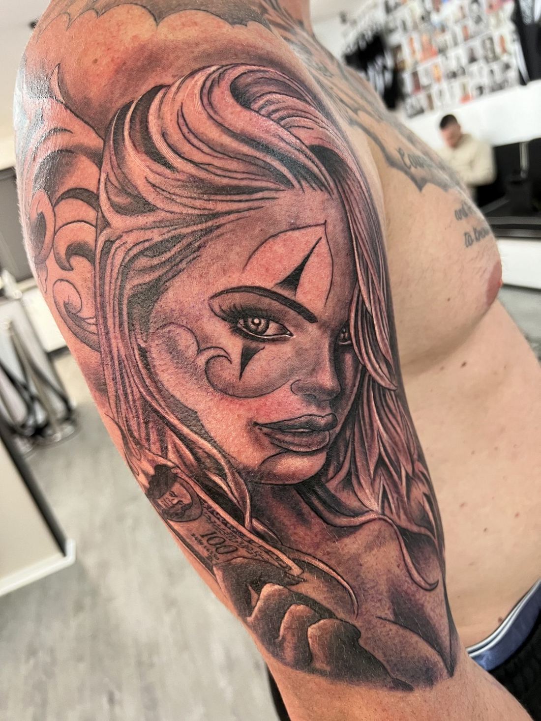 Tattoo: Black & grey — Chicano portrait