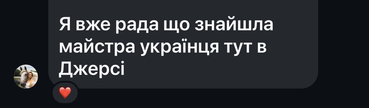 Screenshot of the original client message for this review